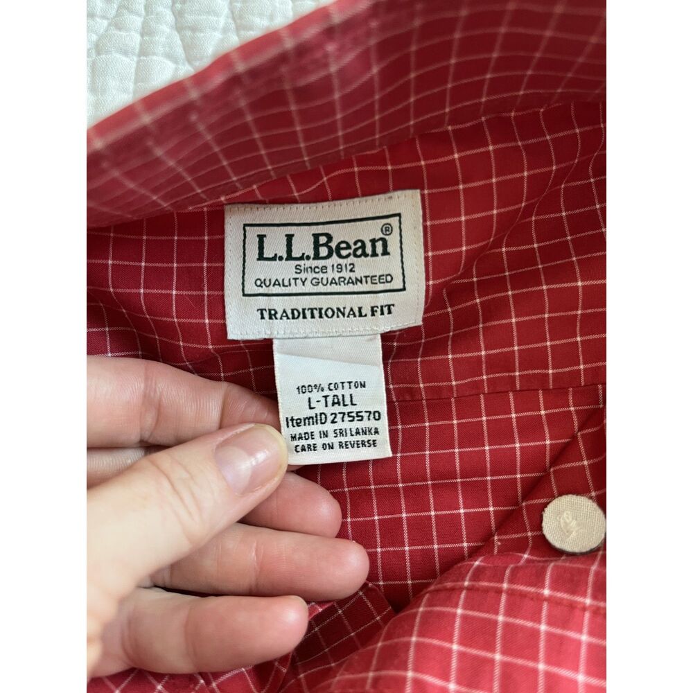 LL Bean Kennebunk Sport Shirt Wrinkle Free Large Tall Red Preppy 275570 NWOT - Picture 3 of 9